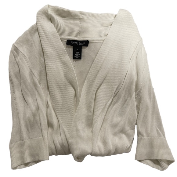 WHITE HOUSE BLACK MARKET DRAPED CARDIGAN | White | Small - Picture 4 of 5